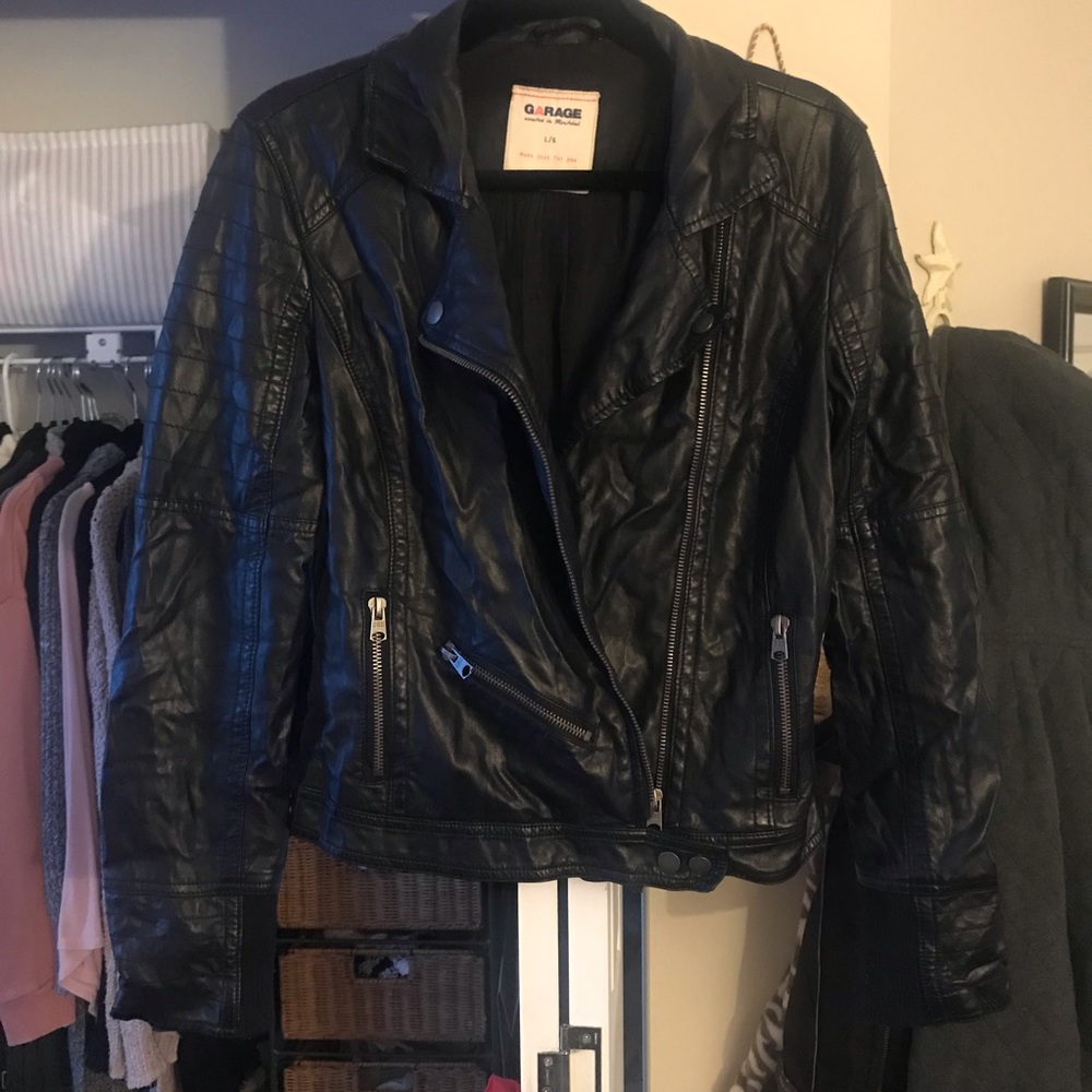 Garage Black Faux Leather Jacket